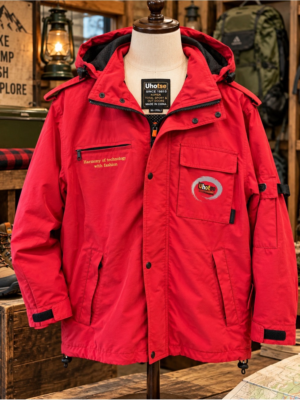 Vintage Uhotse Y2K Red Technical Outdoor Jacket Gorpcore Men’s L
